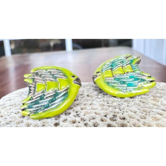 Vintage Fish Earrings Pierced Blowfish Tropical Islands Beach Vacation C… - Picture 2 of 12